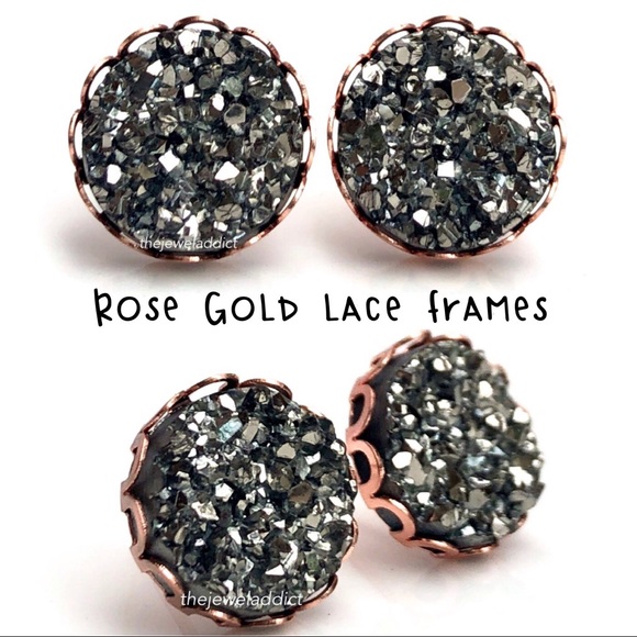 3 for 15🎀 chunky Grey Drusy style earrings - Picture 11 of 15